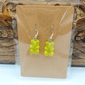 Yellow 3D Gummy Bear Earrings Novelty Candy
